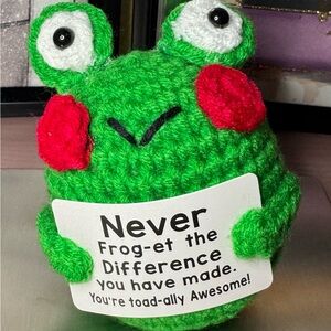 Positive Green Frog Plush with Red Cheeks